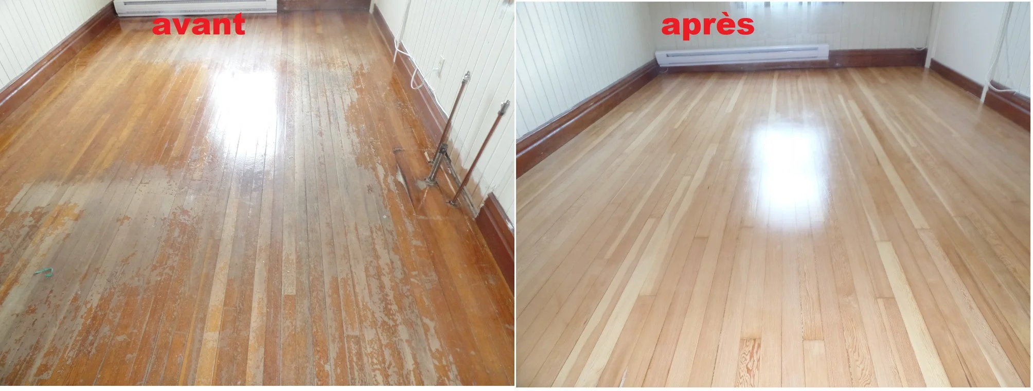 planchers bois vernis à l'eau avec bois pin de colombie .